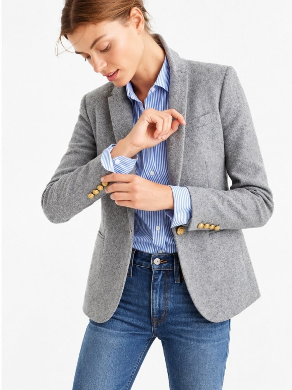 J.Crew Campbell Blazer Gray Donegal 100% Wool Tweed Preppy Size 4 NWOT